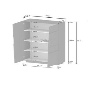 Armadio multiuso 2 ante Aulla, Mobile multifunzione, Armadietto a 2 ante, 120x44h126 cm, Rovere