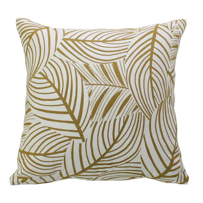 Coussin décoratif feuillage graphique en coton recyclé - Bronze