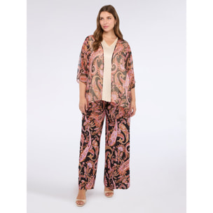 Fiorella Rubino - Kimono in creponne stampa paisley - Nero