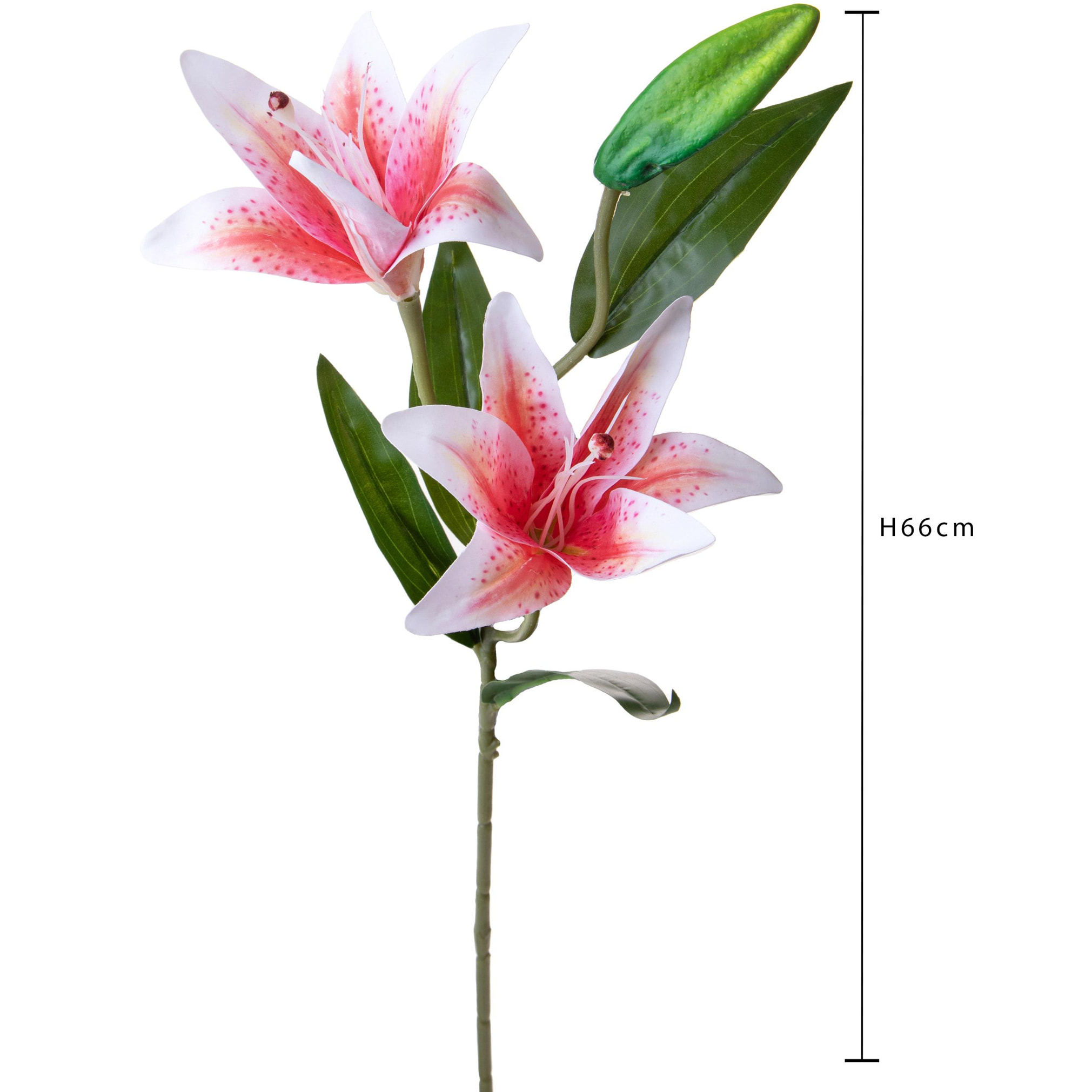 Lilium X2 66 Cm - Pezzi 6 - 18X66X14cm - Colore: Rosa - Bianchi Dino - Fiori Artificiali