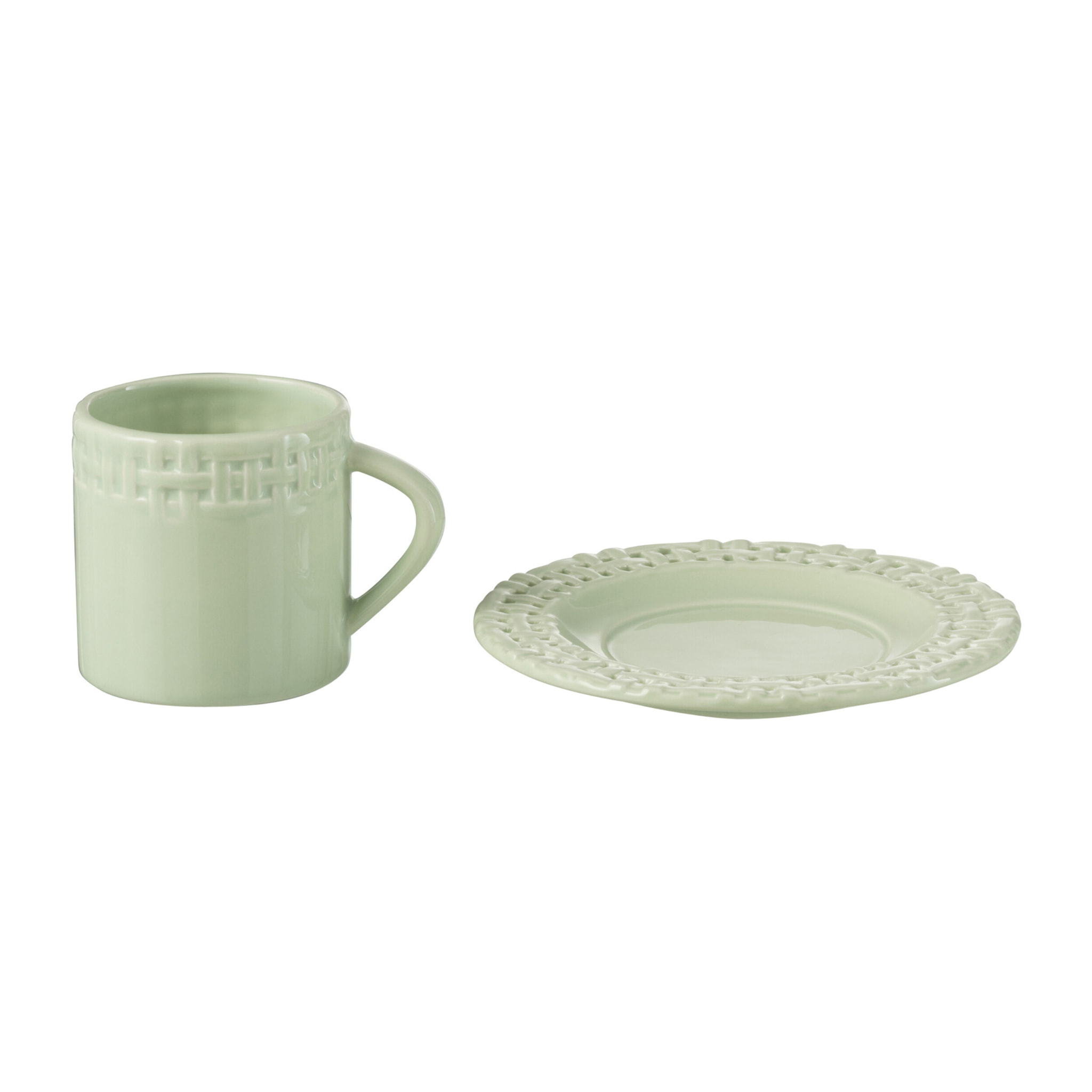 J-Line tasse + sous-tasse - céramique - vert - 12 pièces