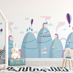 Stickers muraux enfants - Décoration chambre bébé - Autocollant Sticker mural géant enfant montagnes scandinaves MONTGOLFIÈRES MERVEILLEUSES