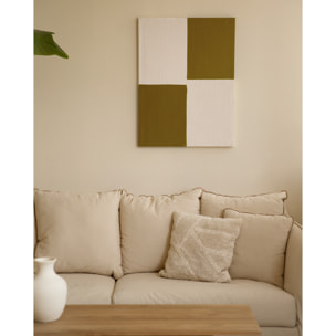 Tableau moutarde et blanc décoratif sur coton avec cadre en bois peint à la main à la peinture l'huile en différentes tailles