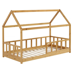 Lit cabane en bois pour enfant "Mila" - 90 x 190 cm - Marron