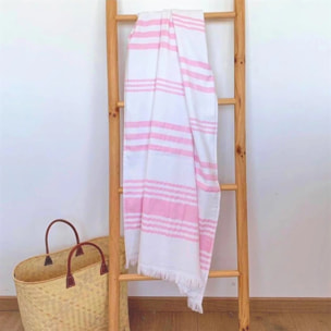 Fouta doublée éponge Karabuk XL Fuchsia 140x180 380g/m²