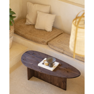 Table basse en bois massif ton noyer de 129cm Hauteur: 43.25 Longueur: 128.6 Largeur: 54.6