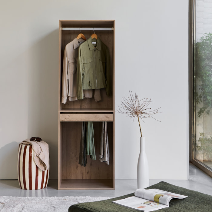 Module dressing décor bois avec penderie et porte-pantalons MODULO