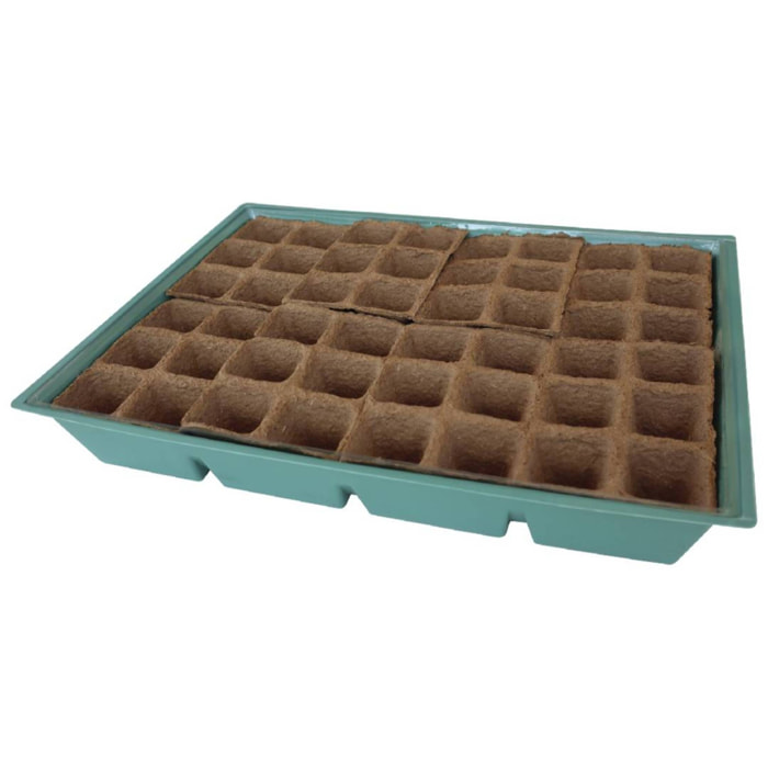 PLANETA HUERTO | Kit de Siembra con Semillero L con Tapa, Bandejas Biodegradables, Sustrato y Vermiculita – Kit de Siembra Mini Invernadero Ideal para Germinar Semillas en Casa o Jardín