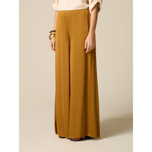 Oltre - Pantalones palazzo en raso de viscosa - Oro