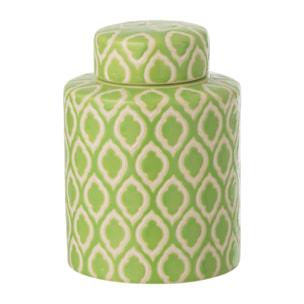 J-Line Pot décoratif Carreaux - porcelaine - vert/blanc - small