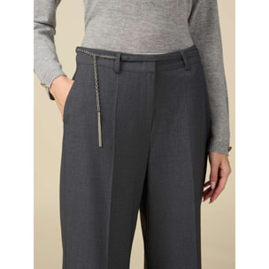 Oltre - Pantaloni wide leg con dettaglio cintura - Grigio