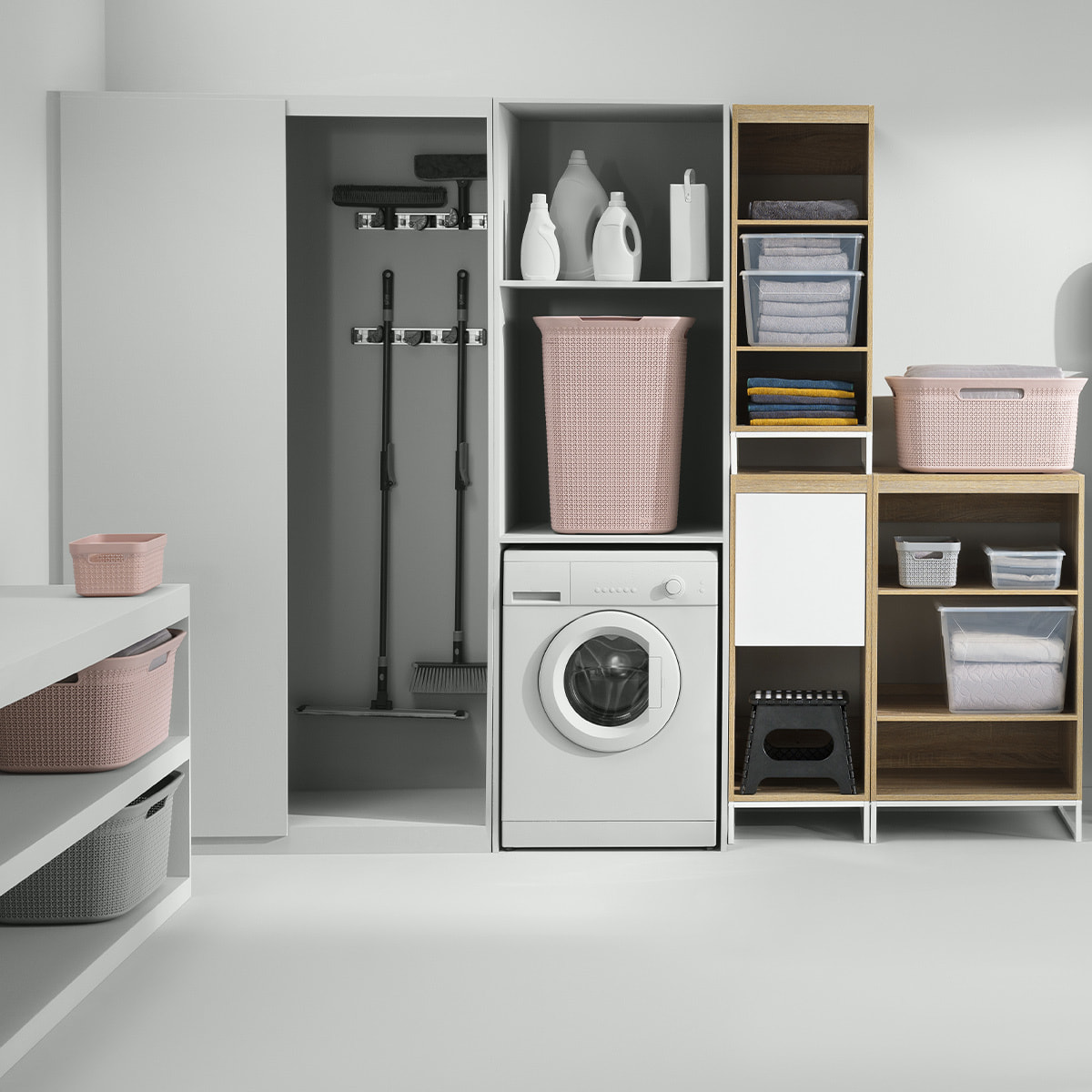 Corbeille à linge 45L Gris Scandi
