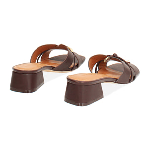 Mules open toe testa di moro tacco 4 cm