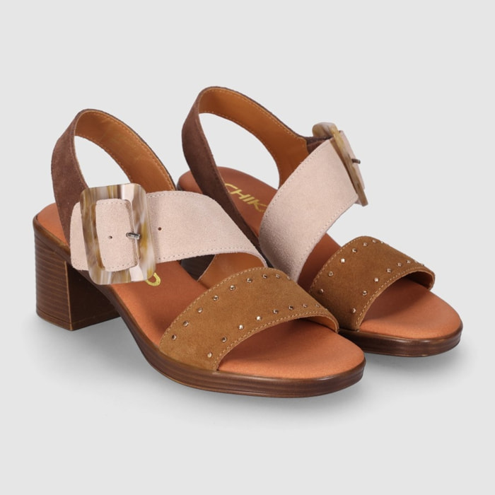 Sandalias de Serraje - Multi-Marron - Tacón: 6 cm
