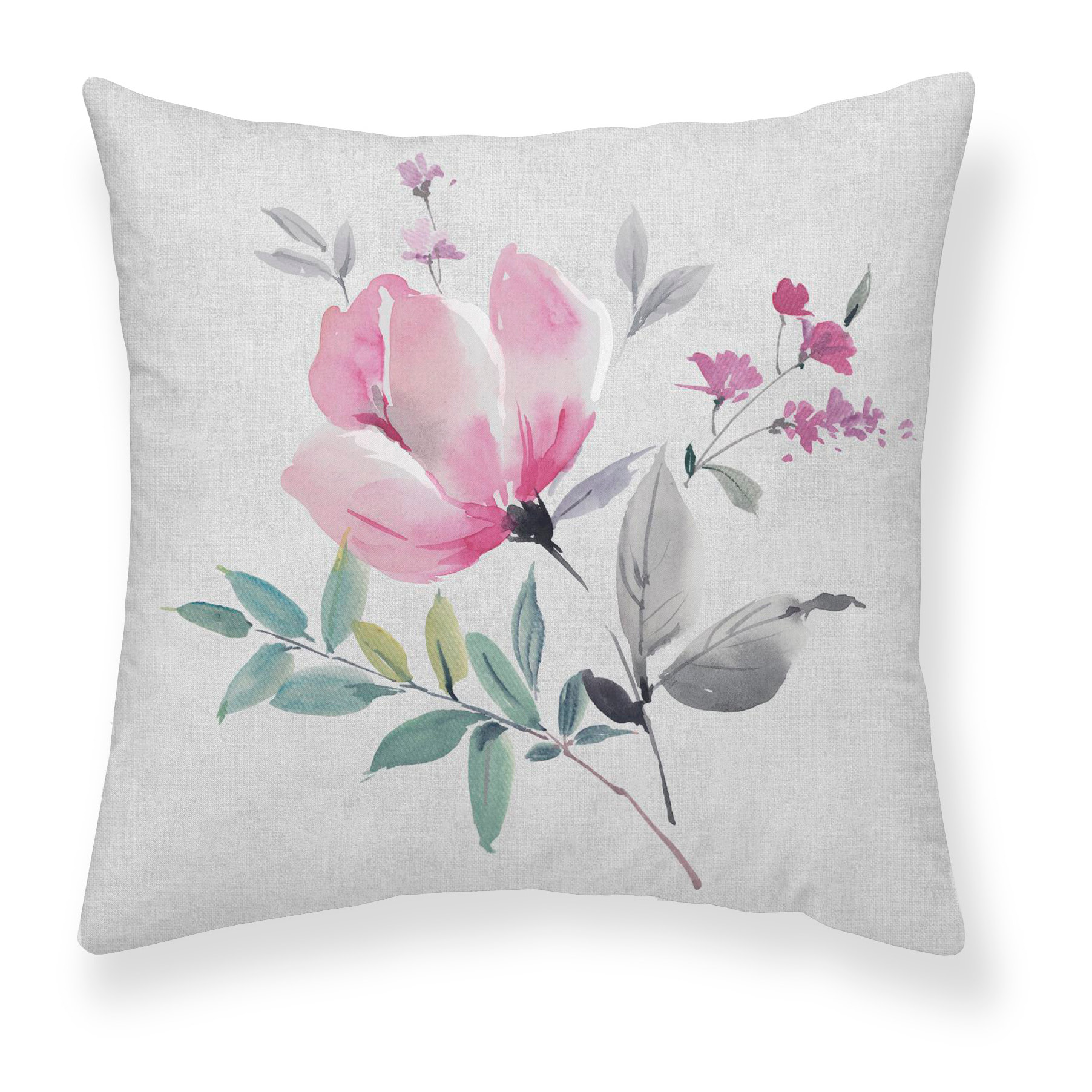 Pack 2 fundas de cojín deco FLORES ROSA Nordic-Home