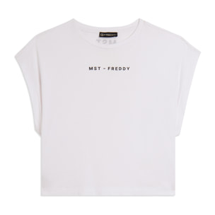 T-shirt manica corta cropped con stampe MST FREDDY