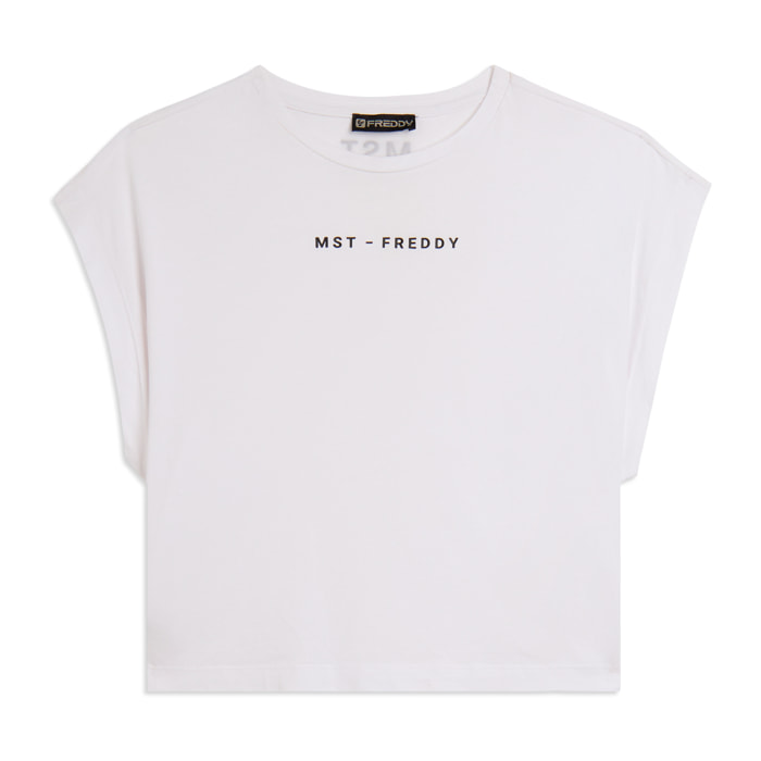 T-shirt manica corta cropped con stampe MST FREDDY