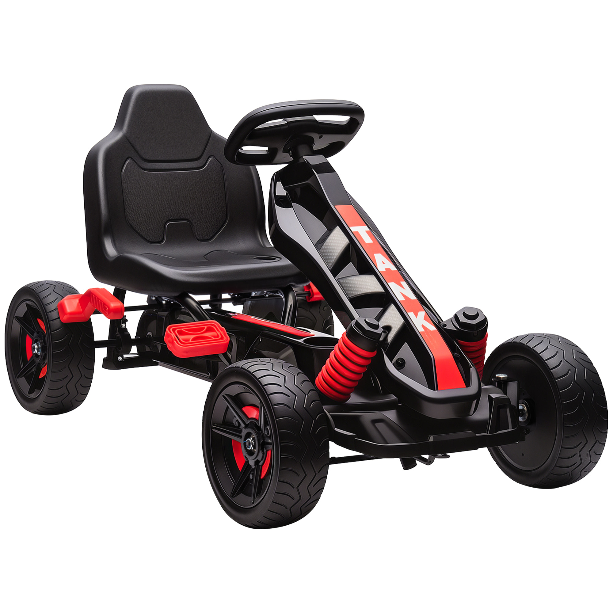 Kart à pédales enfant - Go Kart - carter chaine fermé - marche AV AR - métal plastique noir rouge
