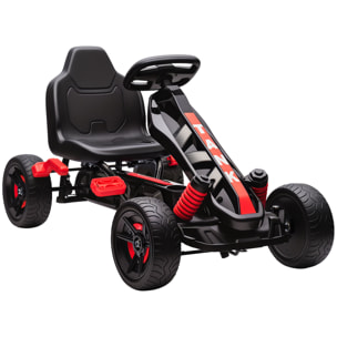 Kart à pédales enfant - Go Kart - carter chaine fermé - marche AV AR - métal plastique noir rouge