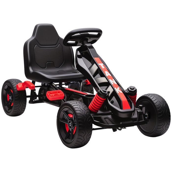 Kart à pédales enfant - Go Kart - carter chaine fermé - marche AV AR - métal plastique noir rouge