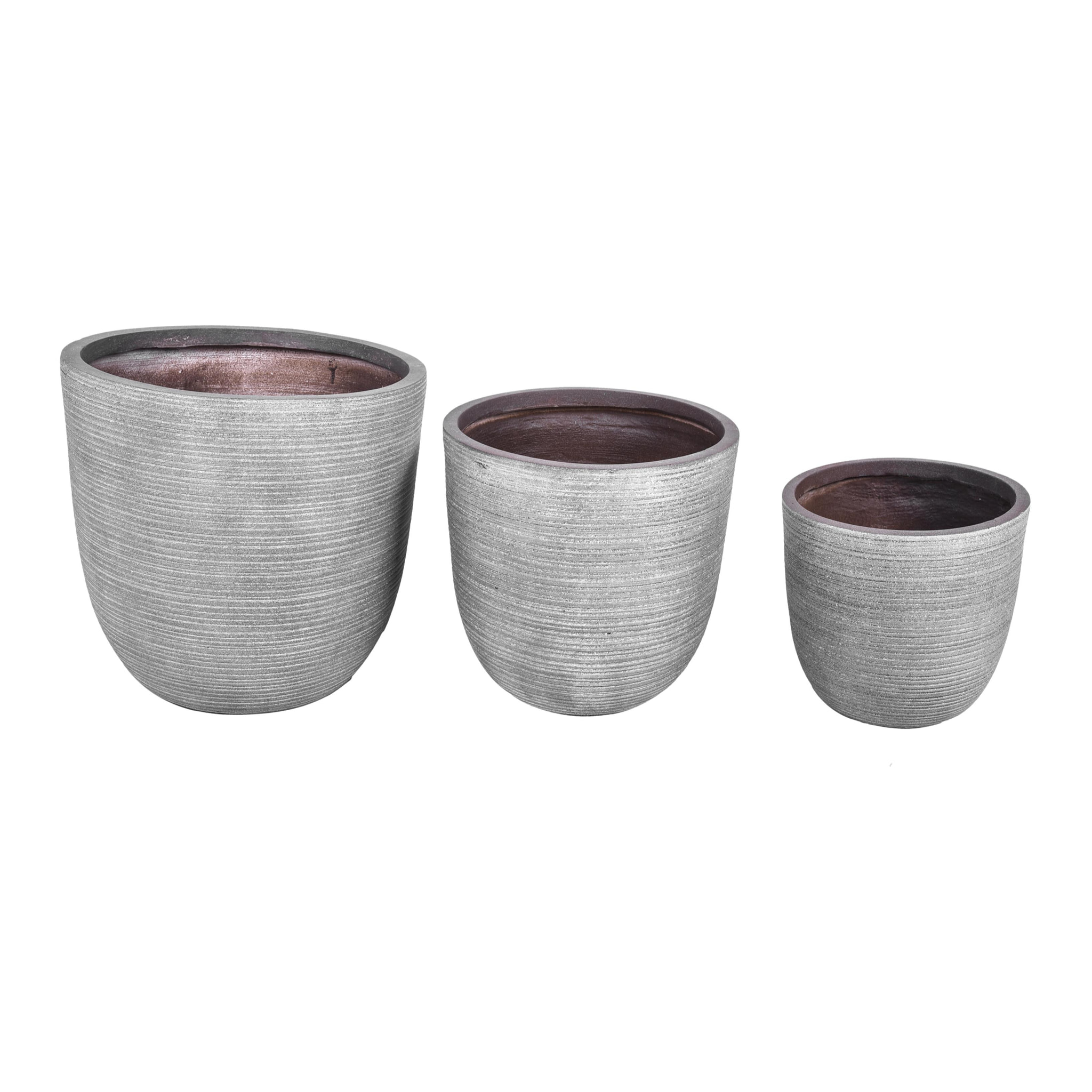 Set Da 3 Cachepot 42 Cm Stripe - Pezzi 1 - 42X41X42cm - Colore: Grigio - Bianchi Dino - Decori Casa E Complementi