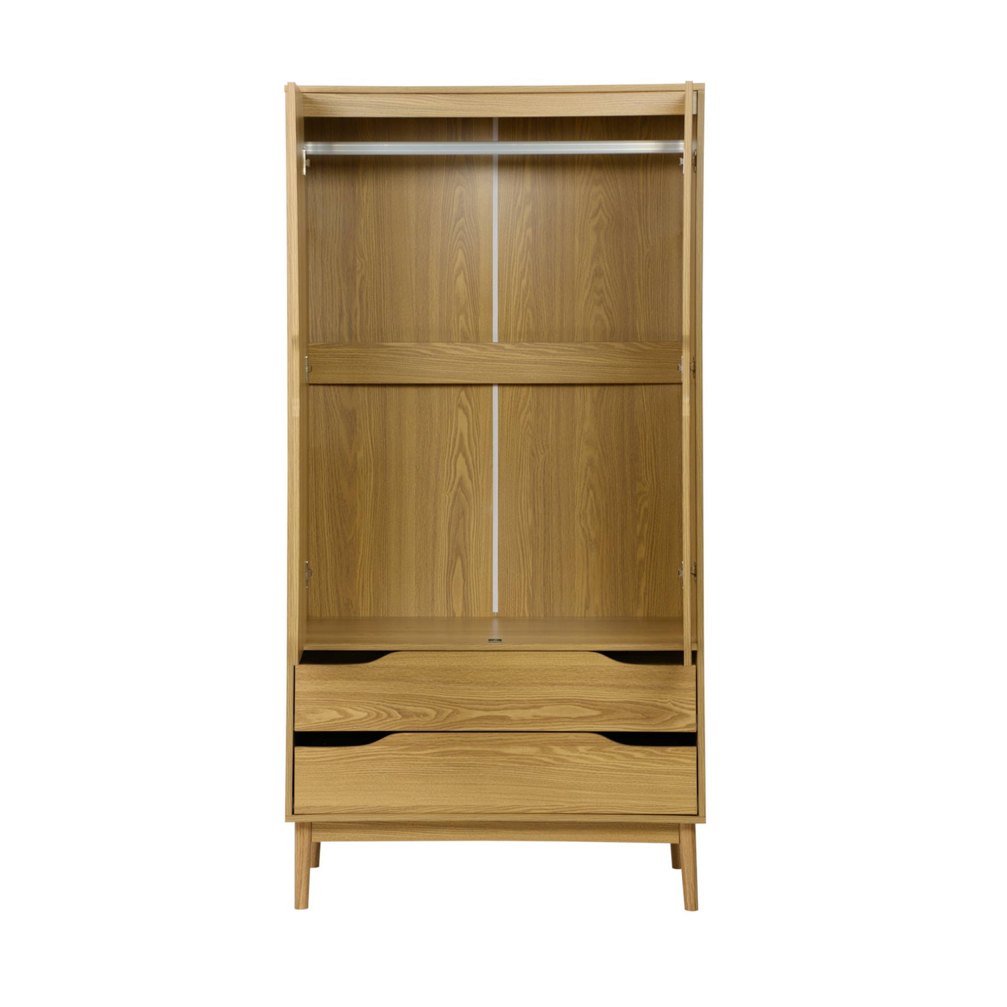 Armoire dressing vintage effet frêne 2 portes. 2 tiroirs. 1 tringle