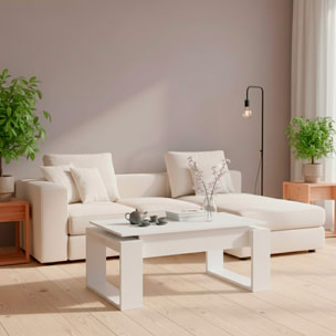 Tavolino Rialzabile Da Caffè Con Piano Sollevabile Tavolo Da Soggiorno Pranzo Moderno Salvaspazio Ideale per Mangiare Lavorare 105 x 55 x 45 cm Bianco