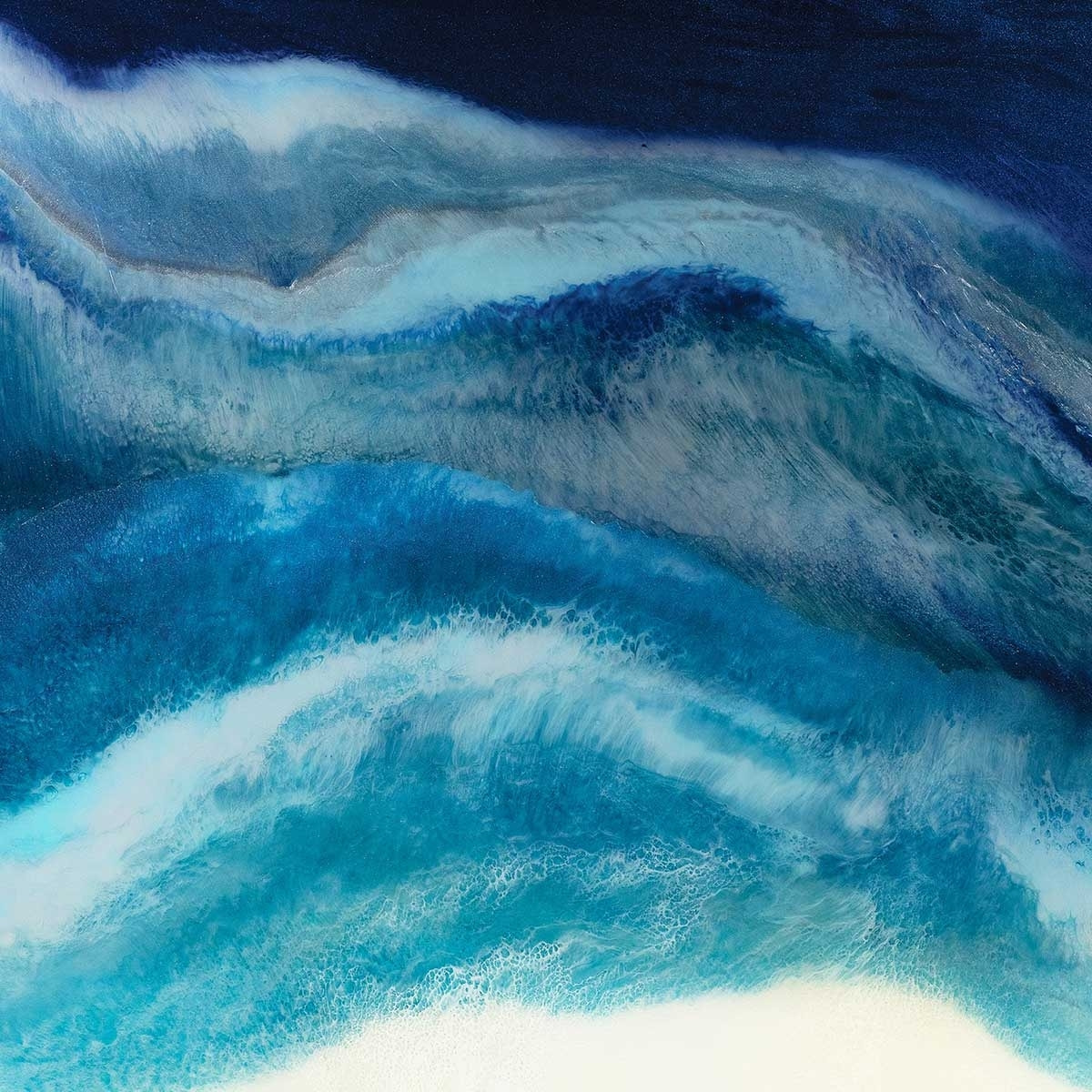 Poster abstrait blue crawling Affiche + cadre en bois - Noir