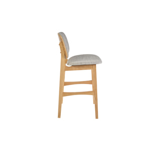 Tabourets scandinaves en bois clair frêne et tissu gris clair H66 cm (lot de 2) SOQUETTE