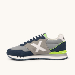 Sneakers Retro Running Gris y Azul con Detalles Lima MUNICH DASH 271
