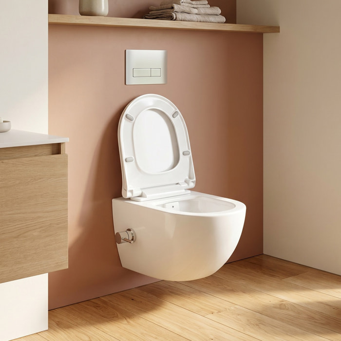 Infinitio WC sans bride avec fonction bidet thermostatique + Abattant softclose (SATINF011RREXPBFCT)