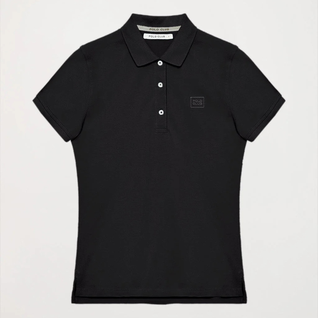 Polo de manga corta piqué negro con logo Polo Club