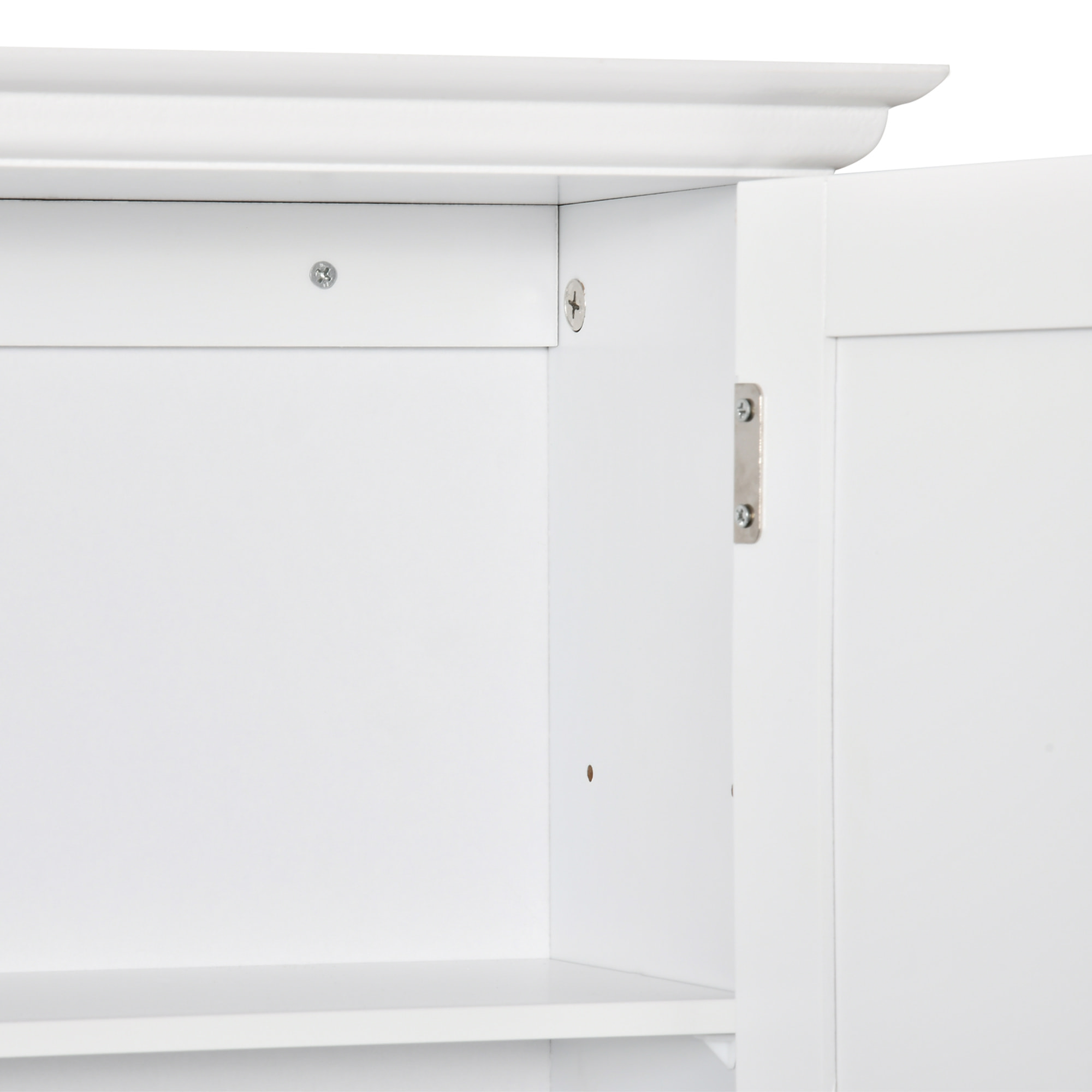 kleankin Armario Baño de Pared con 2 Puertas Estante Interior Ajustable y Compartimento Abierto Mueble Auxiliar Suspendido Multiusos para Cocina 60x20x70,5 cm Blanco