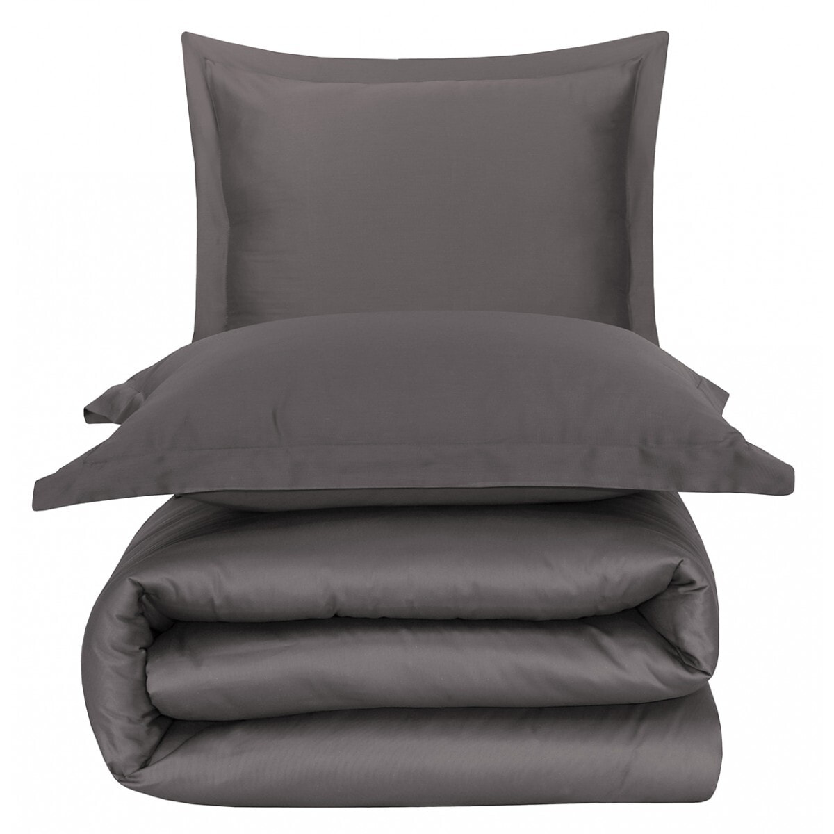 Parure housse de couette en satin de coton anthracite