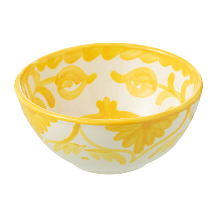 J-Line bol Granada High - céramique - blanc/jaune - small - Ø 14 cm
