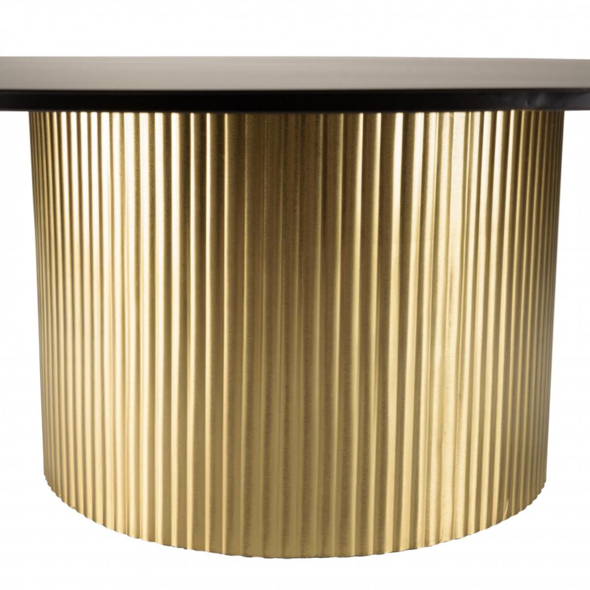 JAMES - Table basse ronde 110x110cm plateau en fer noir pied strié doré