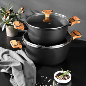 cacerola con tapa en aluminio forjado antiadherente