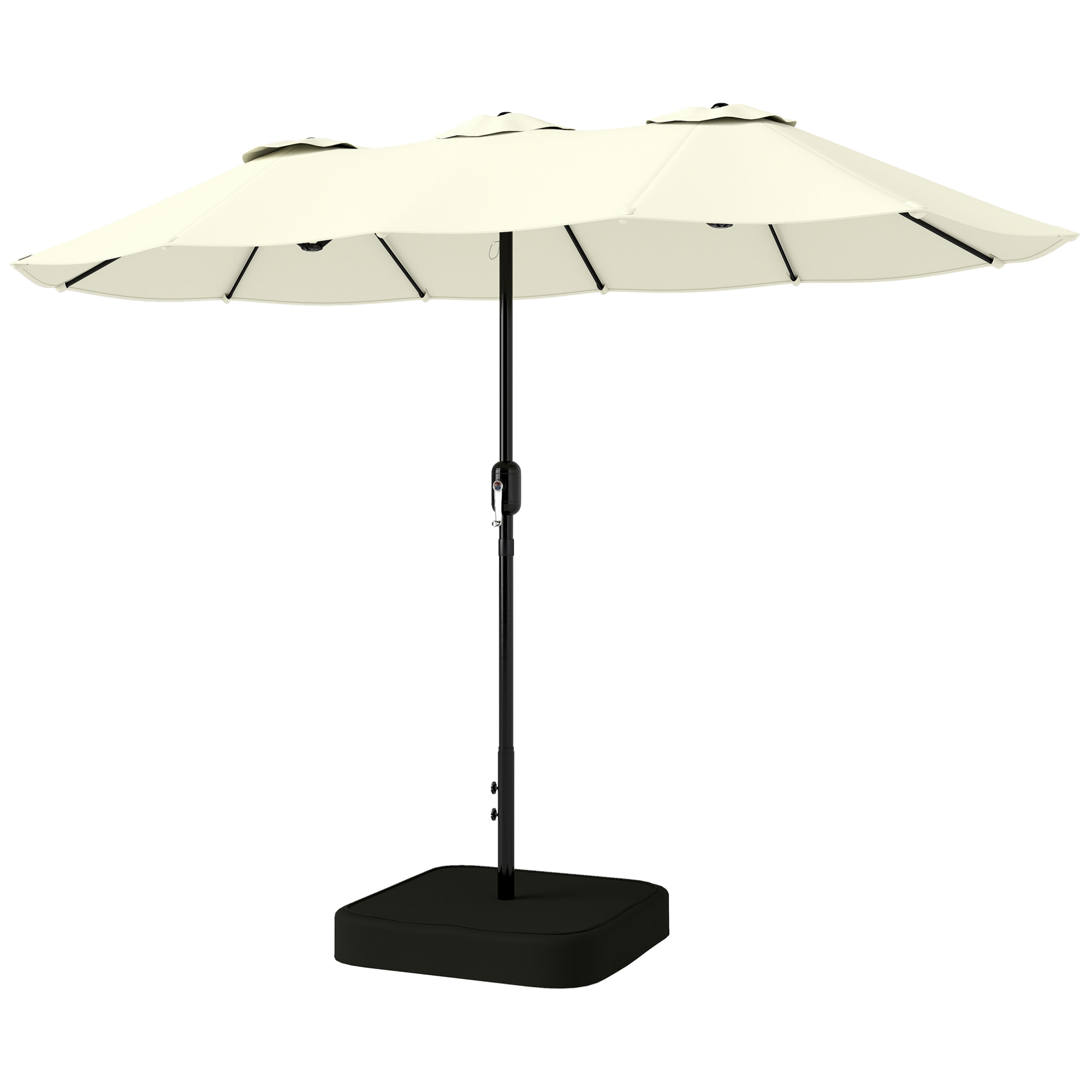 Parasol de jardin XXL dim. 295 x 148 cm base de lestage + 2 sacs inclus beige
