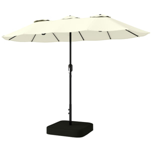 Parasol de jardin XXL dim. 295 x 148 cm base de lestage + 2 sacs inclus beige