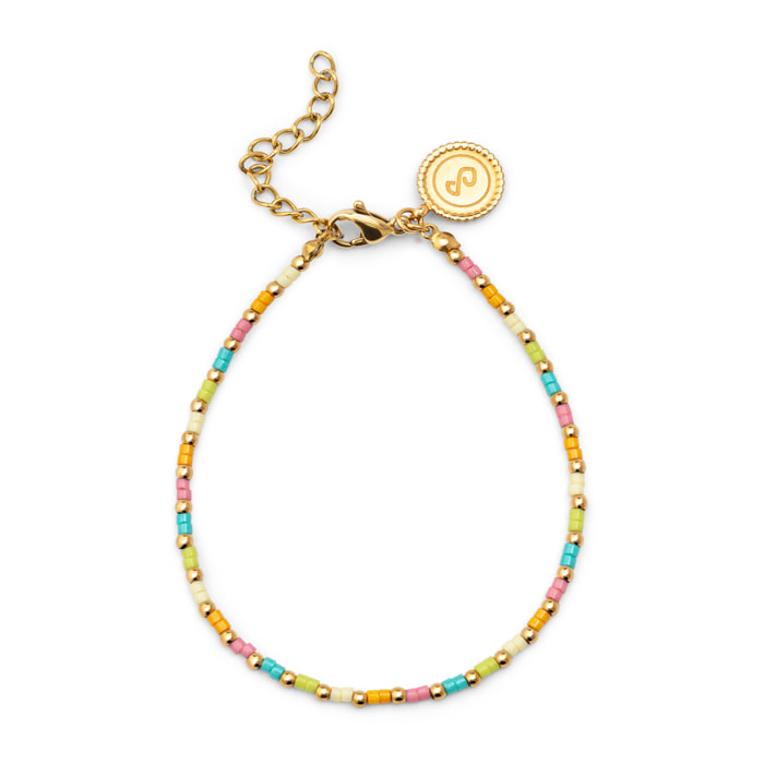 Pulsera Sweet Colors Acero Baño Oro