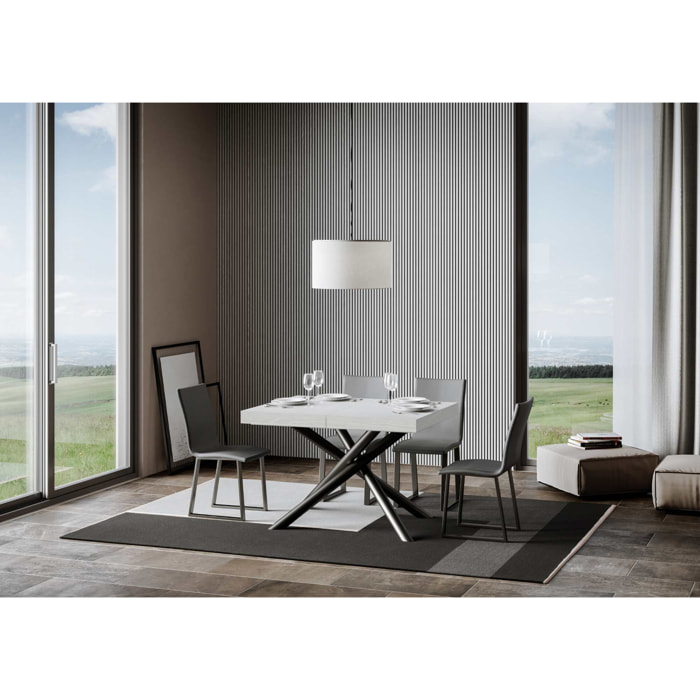 Table extensible 90x140/244 cm Famas Frêne Blanc cadre Anthracite