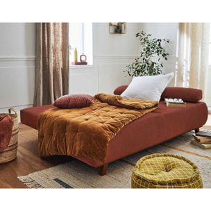 Cristal - canapé 3 places - convertible avec coffre - en velours côtelé - Terracotta