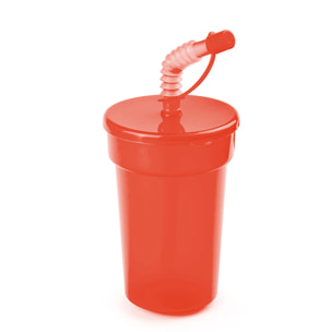 Bicchiere trasparente con coperchio e cannuccia 400 ml.