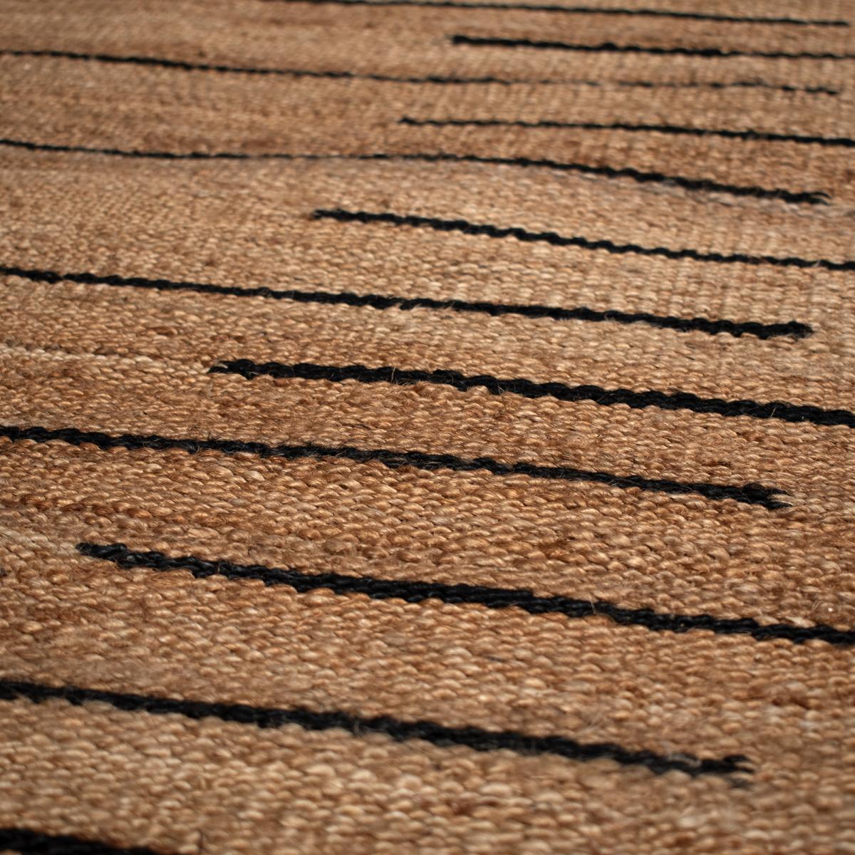 Tapis Kilim Radu tissé à la main en jute avec des lignes