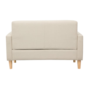 Canapé scandinave 2 places en tissu beige et bois clair MOON