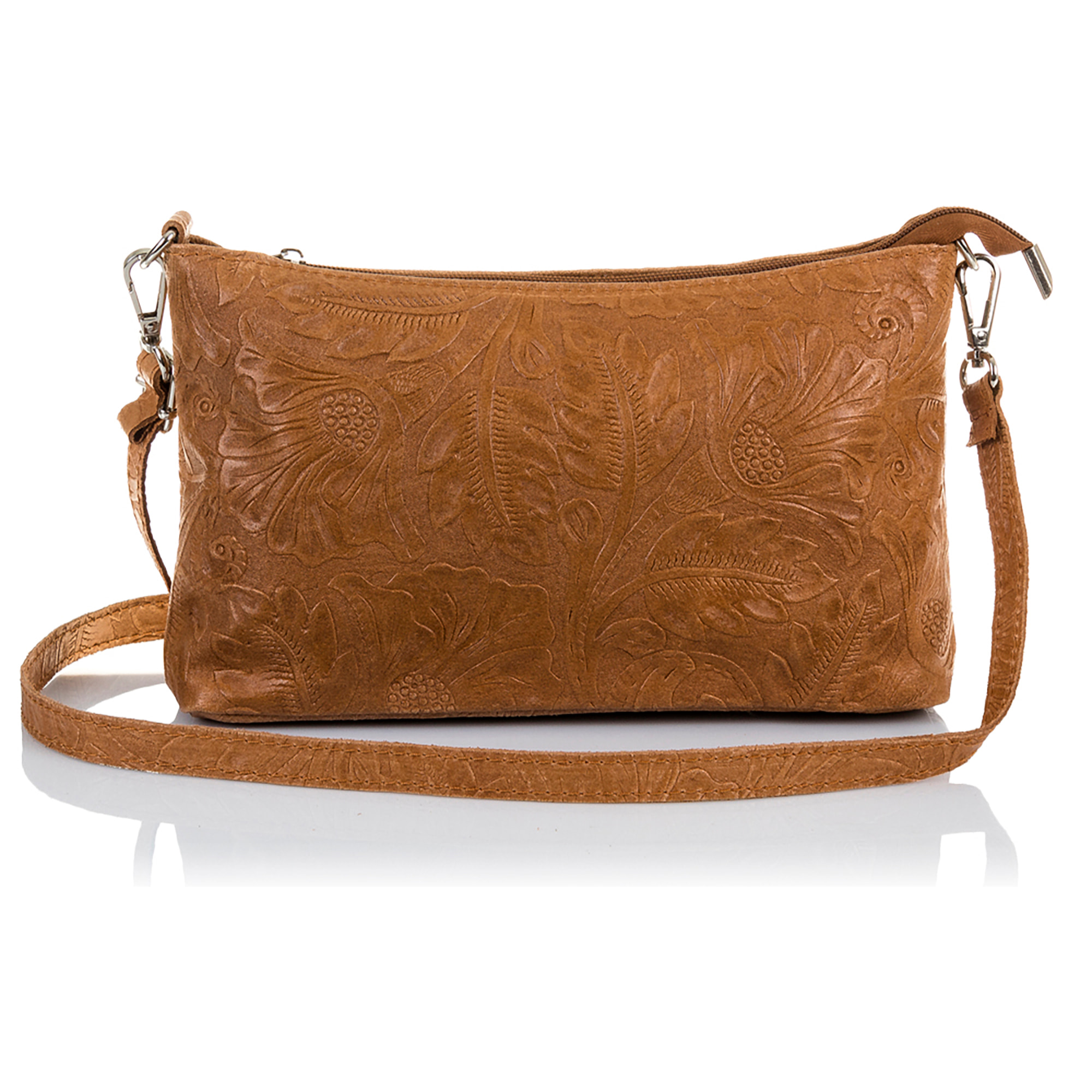 Martia Borsa a tracolla Donna.Pelle autentica Camoscio Incisa Arabesco