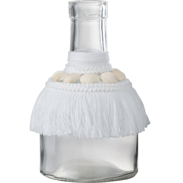 J-Line Vase Coquillages Verre Textile Blanc Medium