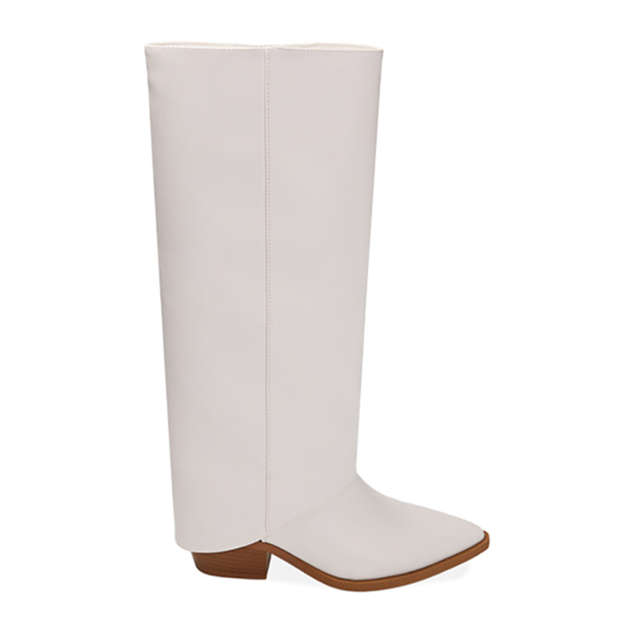 Botas blancas, tacón de 8 cm