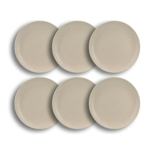Lot de 6 assiettes à dessert beige en grès 20,5cm ARITA