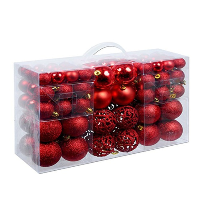 Confezione 100 Palline di Natale Colore Red, Palle di Natale Diametro 3/4/6 cm, Addobbi E Decorazioni per Albero di Natale, Colore Rosso